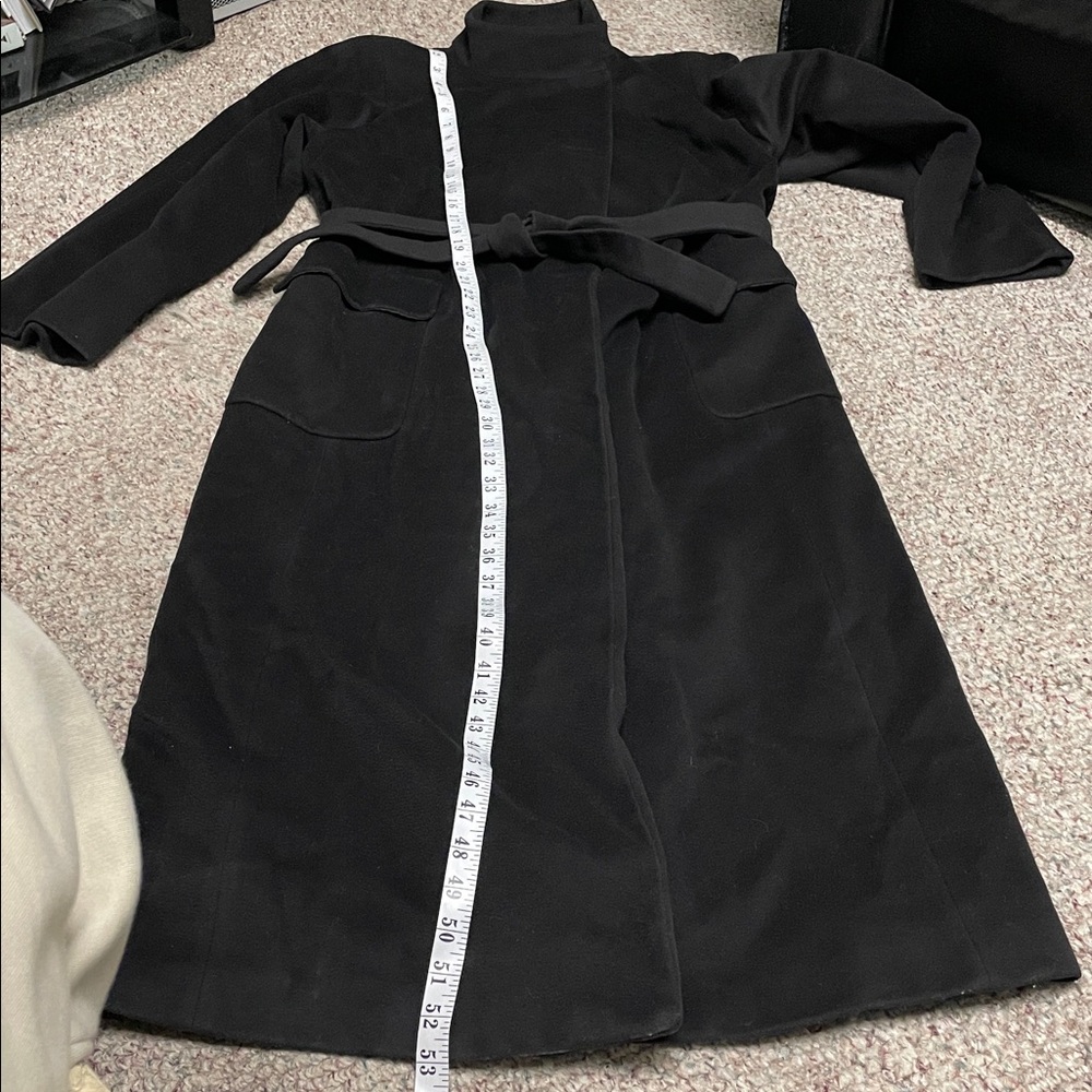 Marina Rinaldi Double-Faced Black 100% Wool belted maxi Coat - Picture 10 of 12